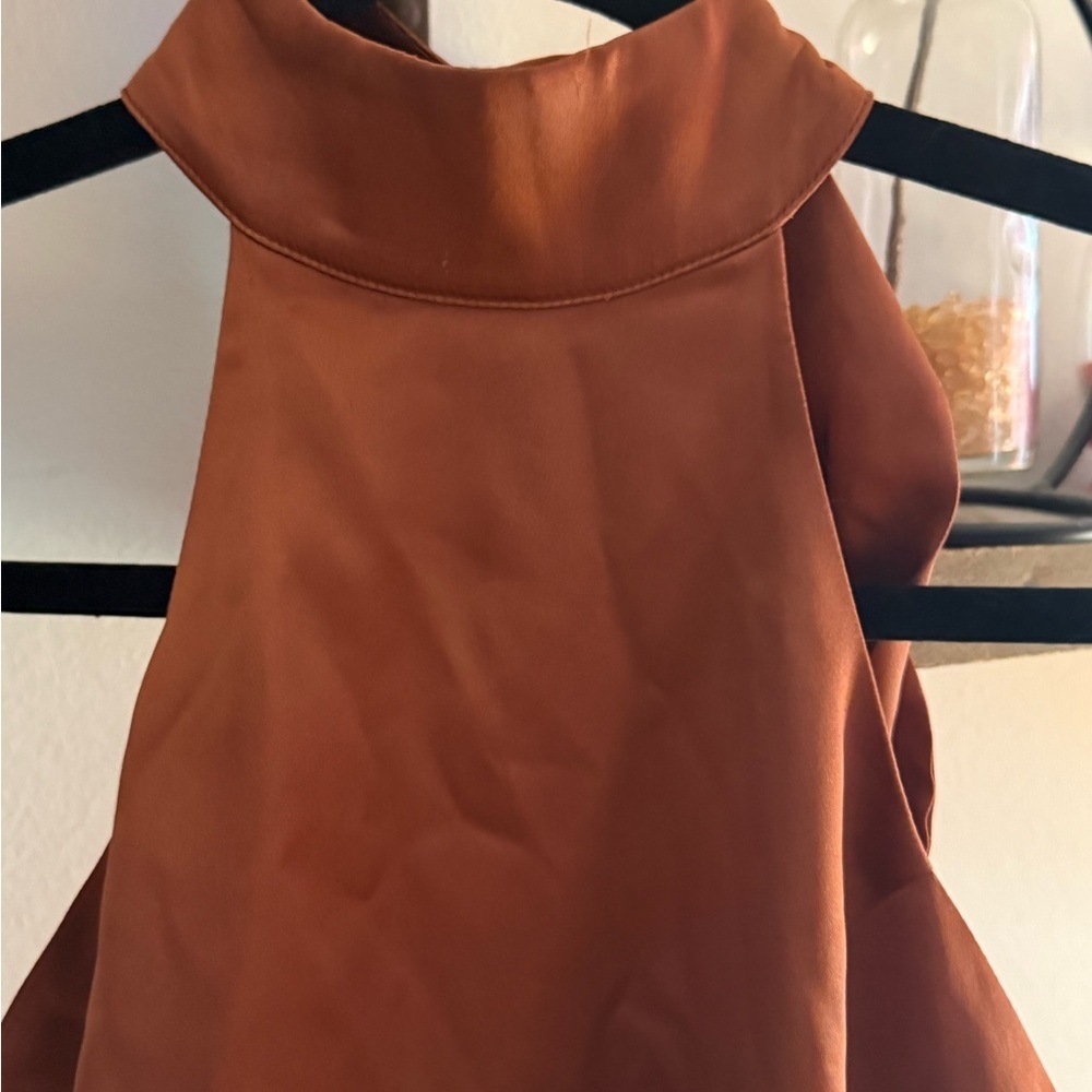 Lulu's Burnt Orange Satin Dress - Picture 2 of 11